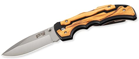 Herbertz Selektion Einhandmesser, AISI 440 Stahl, rostfrei, G10 und Olivenholz, Back Lock, Taschenclip, hochwertiges Klappmesser, scharfes Taschenmesser