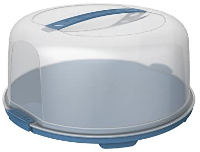 Rotho Fresh hoher Tortendeckel mit Haube und Tragegriff, Kunststoff (PP) BPA-frei, blau/transparent, (35.5 x 34.5 x 16.5 cm)