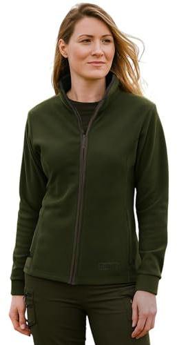Game Technical Apparel Womens Penrith Fleece Zip Top – Ladies Warm Winter Jacket, Anti-Pill 300gsm, Country Style Zip Neck Cardigan with Pockets Forest Green