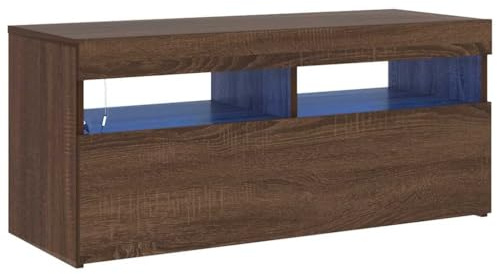 vidaXL Mobile Porta TV con Luci LED Rovere Marrone 90x35x40 cm
