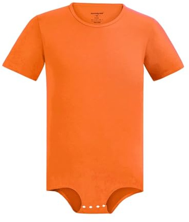 Landofgenie Combinaison Manches Courtes Homme Press Botton Crotch Shirt Pyjama Combinaison Leotard Top Combinaison Orange XL