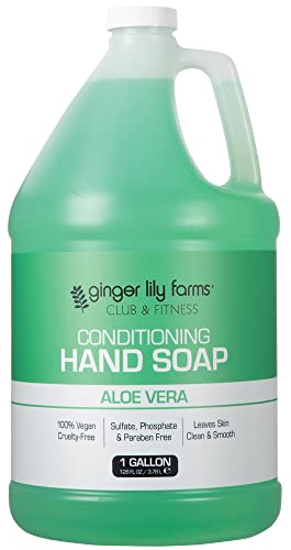 Ginger Lily Farms Club & Fitness Conditioning Liquid Hand Soap Refill, 100% Vegan & Cruelty-Free, Aloe Vera Scent, 1 Gallon (128 fl oz)