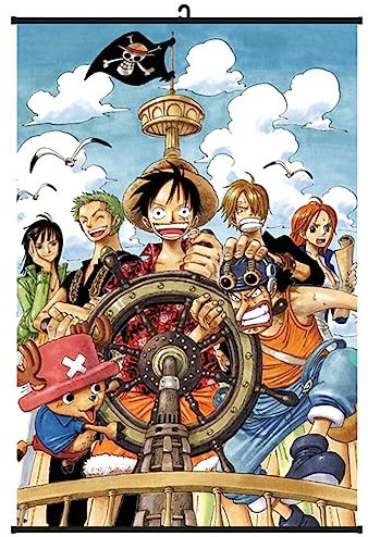 FISAPBXC One Piece Anime Poster Scroll - Wandkunst Hängende Bild, Wallscroll Wanddeko, Großes Stoff für Schlafzimmer oder Wohnzimmer Dekoration (40 * 60cm)