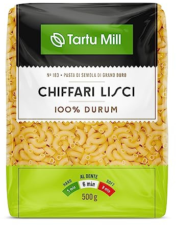 CHIFFARI LISCI Pasta Dry 100% Durum Wheat Premium Semolina Macaroni Tartu Mill Nr 183 (x20 CHIFFARI LISCI 500g) 10Kg
