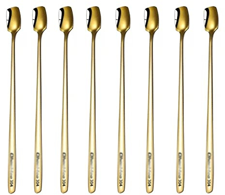 Teelöffel Rührlöffel aus 304 Edelstahl, Kaffeelöffel, kleiner Gewürzlöffel, quadratischer Dessert-Honiglöffel, 8 Stück Kaffeelöffel (Color : A)