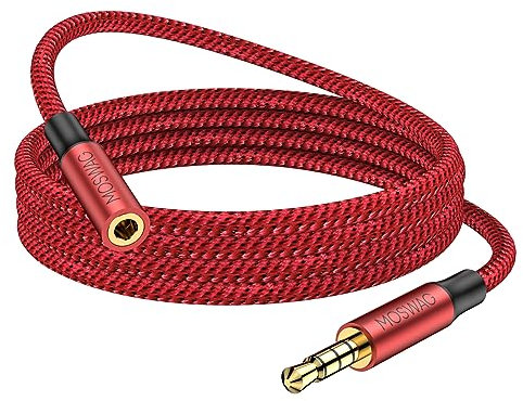 MOSWAG Rallonge Jack Audio 3.5 mm 4 Pôles pour Casque Micro, Nylon Tressé Jack Mâle vers Femelle Câble Extension Audio Stéréo Compatible avec Écouteur Gamer Switch Manette PS5 PC Portable(4M)