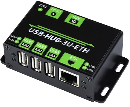 3 puertos USB de grado industrial multifuncional USB HUB extensor 100M puerto Ethernet, hasta 480Mbps