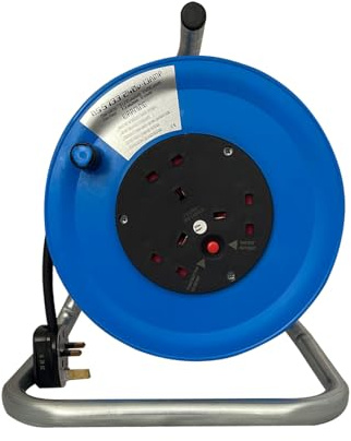 240V Cable Reel 15m Extension Lead with 1.5mm Cable, 3-13Amp Sockets & 13A Plug, Thermal Cutout Protection - Ideal for Home and Garden Use Made in The UK