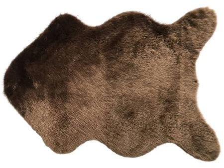 Treer Faux Lammfell Schaffell Teppich, Lammfellimitat Teppich Longhair Fell Optik Nachahmung Wolle Bettvorleger Kunstfell Dekofell Sofa Matte für Kinderzimmer (75 * 155cm,Braun)