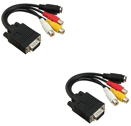 HEMOTON 2pcs Svga to S-video Av Adapter Converter Cable Vga to S-video Adapter for Laptop to Tv Connection Svga to Cable Connector