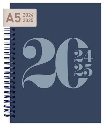 Rileys & Co Wochenplaner, Hausaufgabenheft, Schulplaner | Kalender | Terminplaner, Notizen, Doppeldraht, 20 x 15 cm Planner, (auf Deutsch) (Blau - Typografisch)