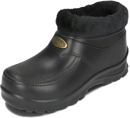 PLAME Unisex Botas de Goma Forradas Botas de Goma para Hombre Botas de EVA Botas de Lluvia Caliente 36-46 EU, Ónix, 42 EU