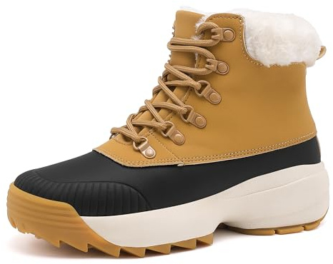 TIAROOTT Chaussures d'hiver pieds nus avec doublure chaude pour femme - Bottes d'hiver imperméables à la cheville - Bottes de neige chaudes avec semelle antidérapante - Tailles 37 à 42, marron, 39 EU