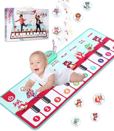 LEAZZLE Tappetino Musicale per Bambini,Tappeto Musicale Danza per Bambinicon 9 Tastiere Pianoforte,Giochi Bimba,Tappetino per Pianoforte,Regali Compleanno per Ragazzi Ragazze 1 2 3 4 5 6 Regalo Natale