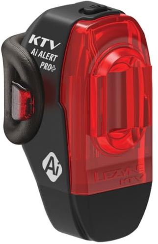LEZYNE KTV Drive Pro+ Ai Alert Rear - Bicycle USB Rechargeable Durable Weather-Resistant IPX7 White LED Tail Light with 2 Solid & 4 Flash Modes | Includes Silicone Rubber Mounting Strap | 150 Lumens