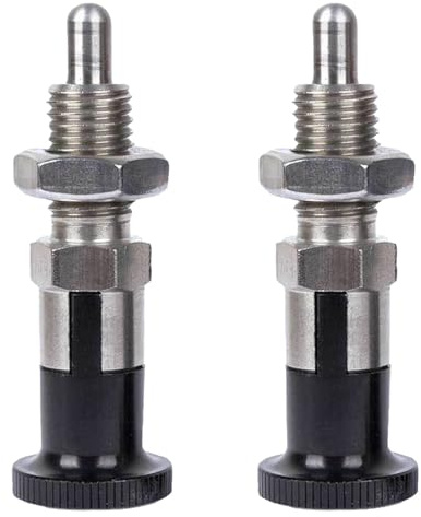 XINRUI 2 Stück Edelstahl-Federstößelstift M6 M8 M10 M12 M16 mit selbstsicherndem Knopf, einziehbarer Schnellverschluss-Sicherungsstift for Werkzeugkästen und mechanische Anwendungen(M6)