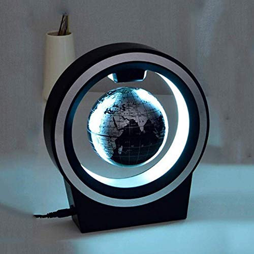 3UOOWWFA Floating Globe Sphere Map Blue Earth O-Shaped LED Light Globe Magnetic Levitation Gravity Creative Gift Office Living Room Decoration 5.9 Inch