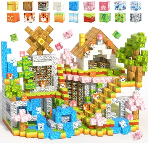 Uiczdry 150 Stück Magnetische Bausteine,2.5CM/Stück Build Magnetische Welt World Set,Waldabenteuer-Spiele für Kinder,STEM Montessori Kreative Spielzeug ab 4 5 6 7 Jahre Junge und Mädchen