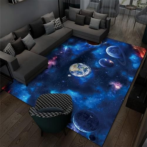 RUGMRZ Vorraum Teppich Abstrakte Geometrische Sofa-Wohnzimmerdekoration, Langlebig, rutschfest Und Pflegeleicht Kaffeetisch Teppich Blau Zimmer Deko Modern Teppich Deko Schlafzimmer Teppi 170X240CM