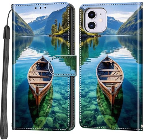 Salanheo Handyhülle für iPhone 11 Hülle, Boot | Kartenfach, Standfunktion, Magnetische, Klappbar PU Lederhülle, Stoßfeste, Faltbar Klapphülle, Handytasche