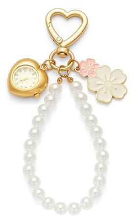 Glorig Pearl Keychain For Women With Flower Heart Watch Key Pendant Cute Gold Bag Charm Chain Fashion Purse Charms Car Key Chain Trendy Gift
