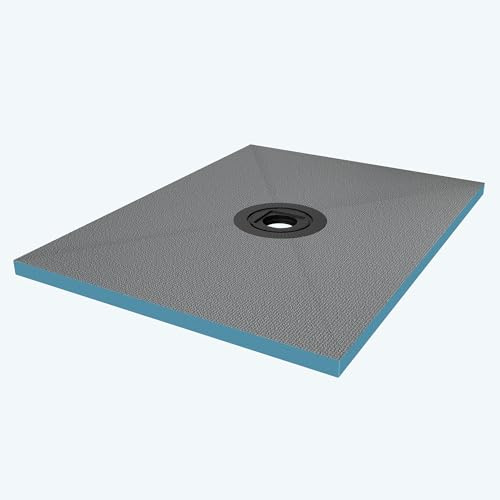 doporro Duschelement befliesbar mit Gefälle 90x120x4cm in Beton Grau | Zuschneidbares XPS-Duschboard mit Ablaufrinne, 35L/min & zementbasierter Oberfläche–für individuelle Duschräume