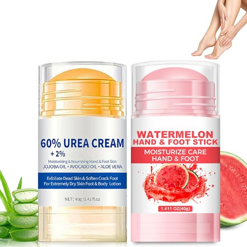 Crema Piedi Urea 60%, 2PCS Crema Talloni Screpolati, Bastone riparatore per tacchi screpolati, crema idratante per i piedi, per piedi molto asciutti, Spaccate e con Ragadi