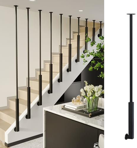 Ringhiera Per Scale Balaustre per scale personalizzabili in ferro nero per interni, Moderno ponte balaustre per case decorativo, Oro/bianco Colonna a balaustro per mansarda/corridoio(Black,160cm)