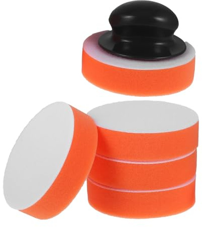 Luxshiny 1 juego Almohadillas de Cera para Pulido de Automóviles con Mango Mango Almohadillas de Esponja para Aplicación Manual de Cera y Pulido