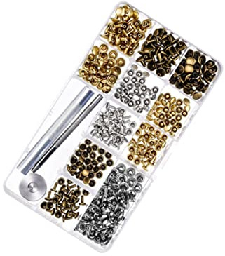 AKOOSY Juego De 240 Kit de Remaches Metálicos Doble Cara Herramientas de Instalación para Manualidades de Cuero Botones de Presión para Ropa y Accesorios Diy