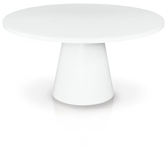 KHG Esstisch Rund 150 cm Durchmesser, Weiß mit Glasplatte, Platz für 6 Personen, bis 100 kg belastbar - Minimalistisches Design, konisches Tischgestell, modern & pflegeleicht