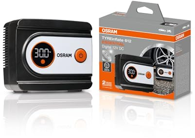 OSRAM TYREinflate 612 ESSENTIAL, gonfleur numérique, gonflage en 4,5 minutes, tuyau de 60 cm, adaptateur inclus
