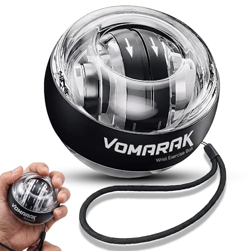 VOMARAK Auto-Start Wrist Exercise Ball Gyro Power Trainer – Wrist Gyro Ball Grip Strengthener, Forearm Exerciser, Hand Strengthener Exercise Ball, Stress Relief Fidget Toy Gift
