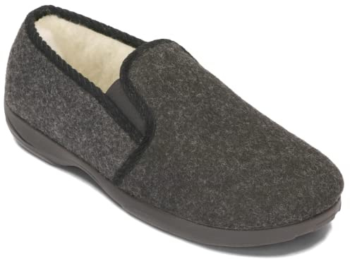 BeComfy Pantoufles pour Hommes Chaudes Chaussons en Feutre Isolé Laine 40-46 EU (Graphite, Système Taille Chaussures EU, Adulte, Numérique, Moyen, 42)