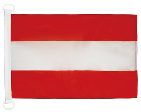 AZ FLAG Pavillon Autriche 45x30 cm Maille Bloquée Anneaux Plastique | Usage extérieur et nautique Pavillon nautique autrichien Österreich avec anneaux en plastique polyester maille