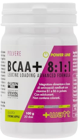 BCAA+ 8:1:1 polvere - Per Favorire il Miglioramento della Sintesi Proteica - Formato 100 g - Gusto Strong Apple