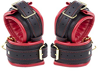 Fanny Hochwertige Goldene Kette Handschellen/Sex Fußfesseln - Erotik Fessel Spielzeug - Hände und Füße fesseln - SM Bondage Fesseln (Rot, Hand+Fuß)
