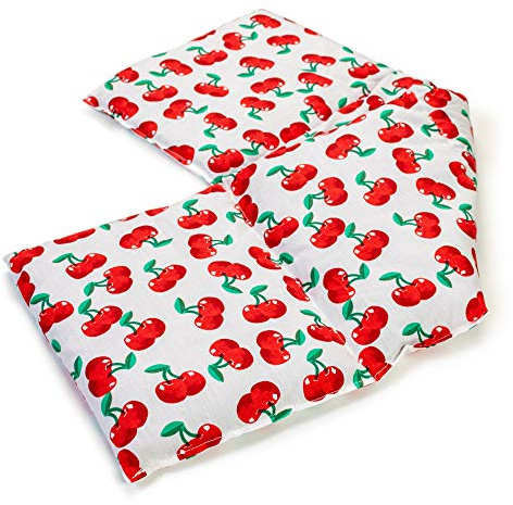 Saco térmico compartimentado en 4 con pepitas de uva 60x20cm - Almohada térmica para microondas - Calor y frío - Cojín térmico con semillas (Color: cherry-white)