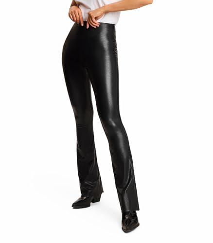 commando Faux Leather Flared Legging | High-Waist Pull-On Pants with Signature Smoothing Waistband | Flared Silhouette | Black, L