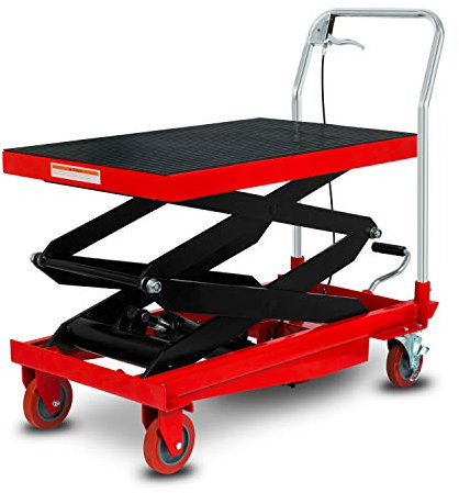 EBERTH Hubwagen Hubtisch Scherenhubwagen Scherenhubtisch Hydraulisch Traglast 300kg (Stahl, Robuste & Geräuscharme Räder, Tisch 820x520mm, Hubhöhe 360-1220mm, Bremse, Hubpedal, Senkgriff, Antirutsch)