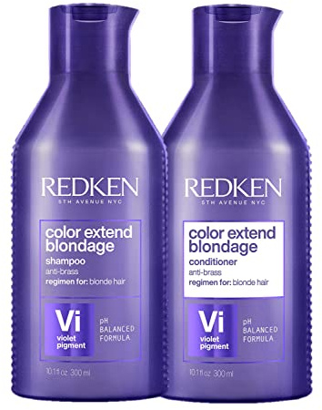 Redken | Pflegeset für blondes und blondiertes Haar ohne Gelbstich, Mit Protein-Komplex, Color Extend Blondage Shampoo 300 ml & Conditioner 300 ml