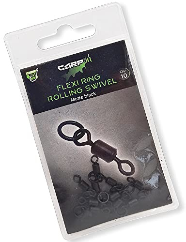 Carp On - Pack of 10 FLEXI RING ROLLING SWIVELS Size 8 Made From Brass - Classic Design Terminal Tackle for Making Your Own Fishing Rigs [15-7308]