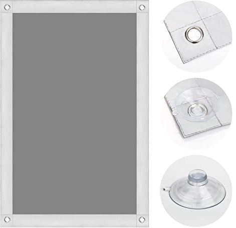 OBdeco Thermo Rollo 100% Verdunkelung Sonnenschutz Verdunkelungsrollo für Velux-Dachfenster Hitzeschutz ohne Bohren mit Saugnäpfen Grau 116x120cm für UK08