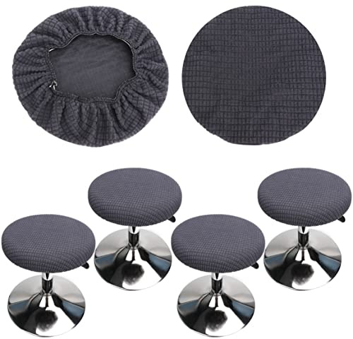 HuaLiSiJi Hockerbezug Rund 30-40cm Bezug Hocker Rund Elastischer Hocker Rundbezug, Waschbar Pflegeleicht Weich und Langlebig,für Runde Oder Quadratische Hocke (4 Stück Grau)