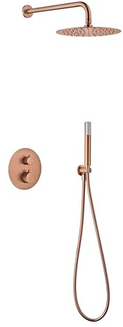 Mice Duschset, Thermostat, Wandmontage, 2-Wege, Thermostatarmatur, kupferfarben, Roségold, gebürstet