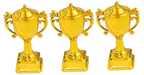HONMEET 3pcs Trofeo Torta Decorazione Film Award Medaglia Mini Trofeo Oro Coppa Europea Trofeo Medaglia Sportiva Torta Stuzzicadenti Giocattolo Cupcakes Festival Plastica Bambino Tazza di Carta