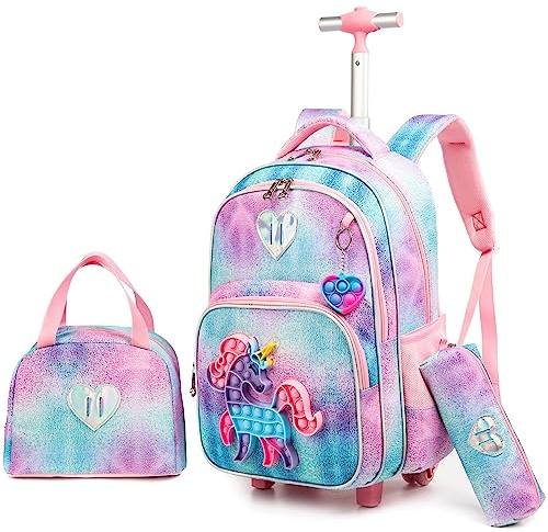HTgroce Schulranzen Mit Rollen, Toy Schulranzen Trolley Kinder, Trolley Rucksack Mädchen, Anti Stress Spielzeug Schultasche Zum Ziehen Mädchen