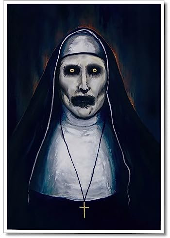 Neejaold Póster de película de terror vintage, obra de arte de monja misteriosa conjurante, lienzo para pared, impresiones de Halloween, pintura clásica de película de miedo, póster de Halloween