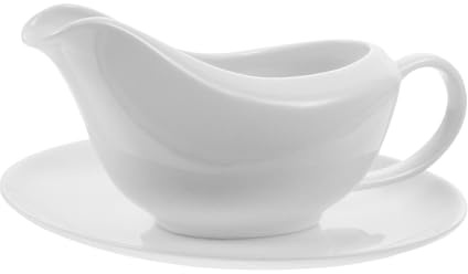 Ipetboom 1 Set Salsiera E Vassoio Piattino In Porcellana Fine Bianca Con Beccuccio Antigoccia Salsiera Con Piattino Vassoio Per Sughi Salse Riscaldanti Condimenti Per Insalata Latte