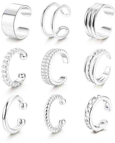 LOLIAS Ear Cuff Earrings for Women Non Piercing Silver Ear Cuffs Silver Plated Ear Cuff for Non Pierced Ears Clip on Cartilage Earring Fake Earrings